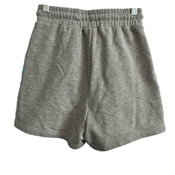 QUEEN OF SPARKLES KIDS SHORT XS GRAY LIGHTNING BLUE GREEN SEQUIN ELASTIC WAIST - Picture 2 of 7